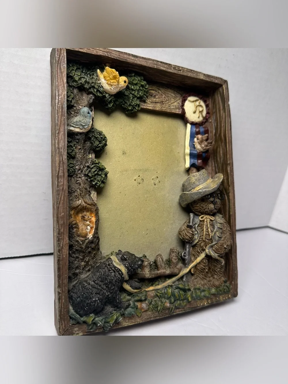 Rustic 3D Teddy Black Bear Picture Frame Woodland Cabin Lodge Hunting Decor USA